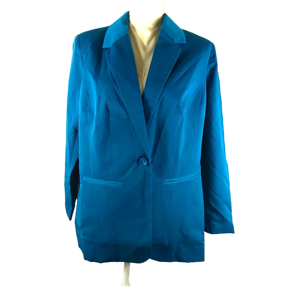 Denim 24/7 Women's Blazer Dark Blue Green Size 12W Long Sleeve Career Business - Picture 8 of 8